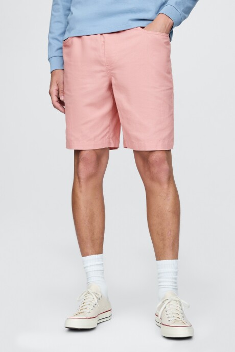 Short De Lino Con Elástico Hombre Antique Pink