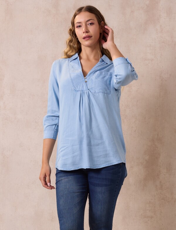 Blusa Lyocell Bolsillo JEAN CLARO