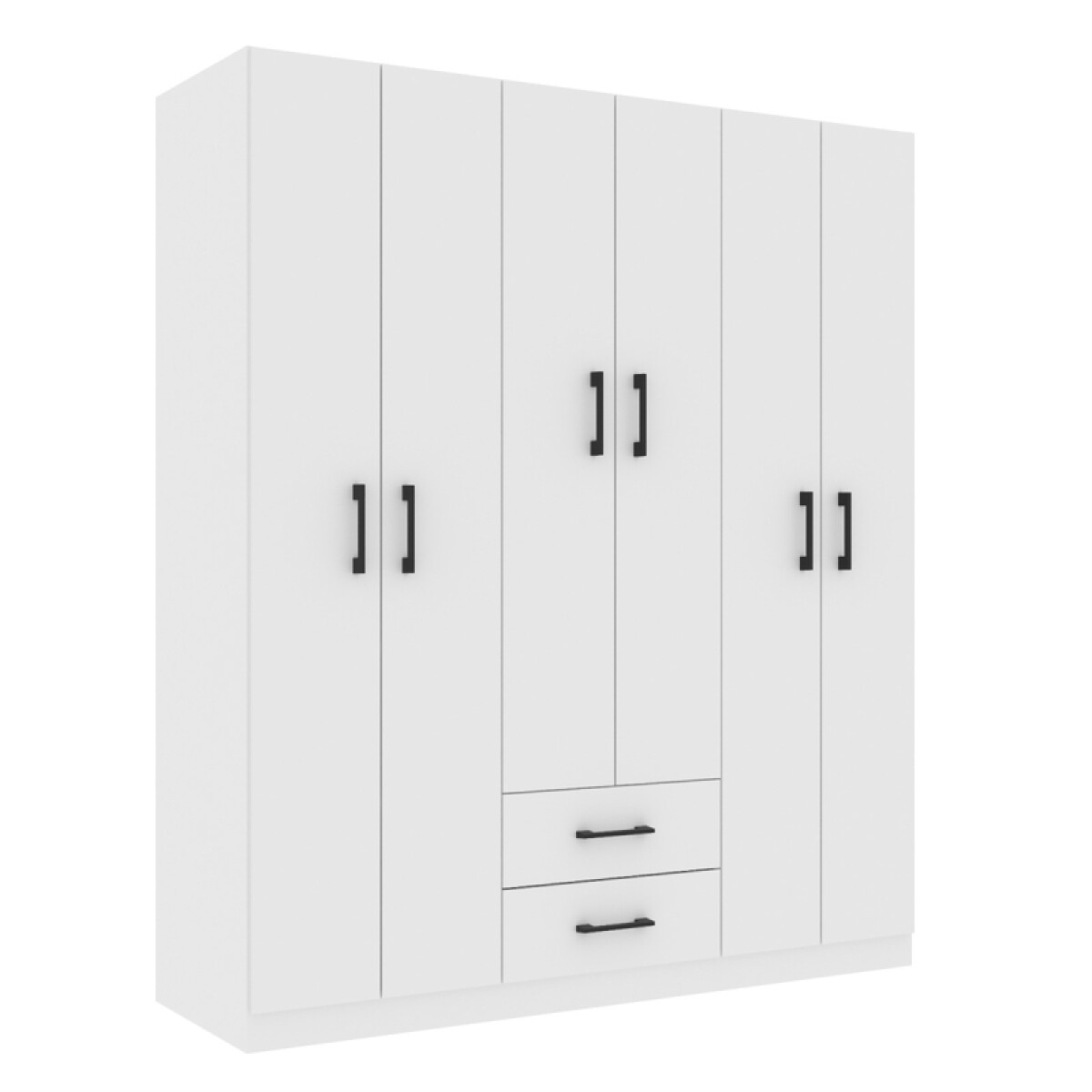 [OUTLET] Ropero Armario 6 puertas 2 cajones con estantes y perchero 170 x 134 x 36 cm - Blanco 