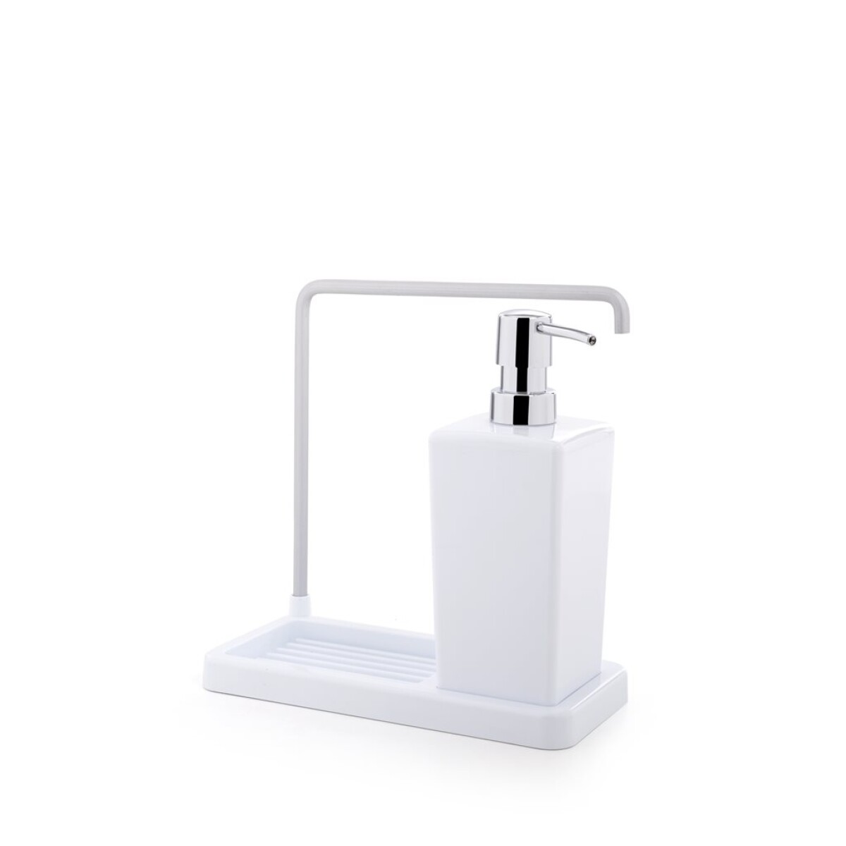 DISPENSADOR JABON C/PORTA TRAPO 9X7.5X20CM BLANCO 