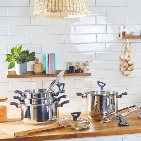 Batería 10 piezas Tefal Daily-cook | Color plateado | Acero inoxidable. Batería 10 piezas Tefal Daily-cook | Color plateado | Acero inoxidable.