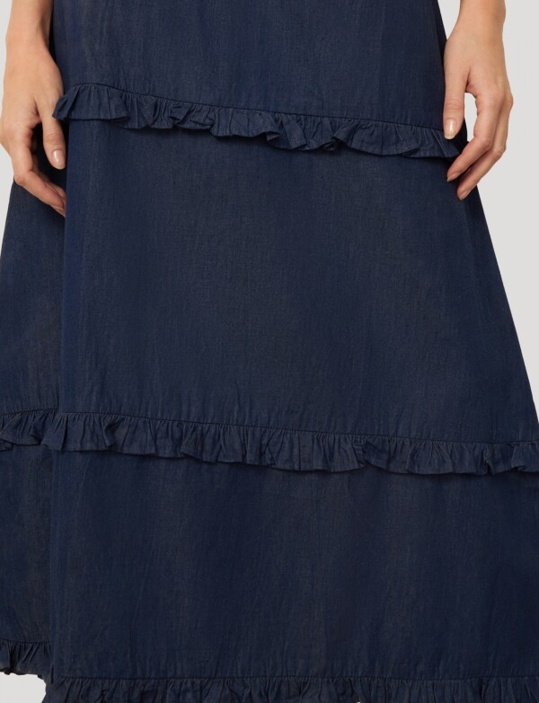 Falda Tencel Volados JEAN OSCURO