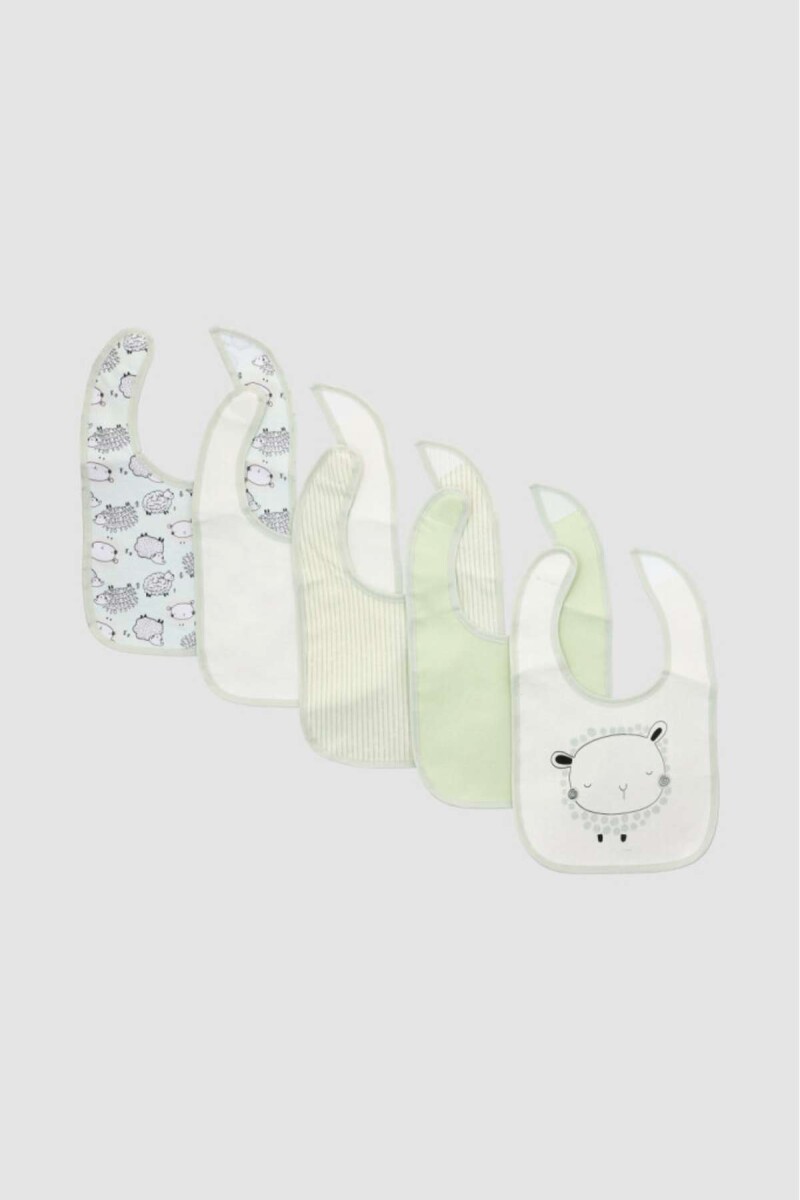 Set 5 baberos para bebe - Verde claro 