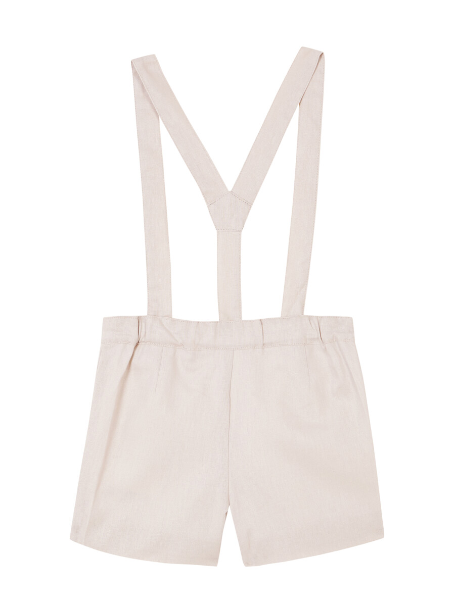 Pantalon Corto Con Tirantes Piedra