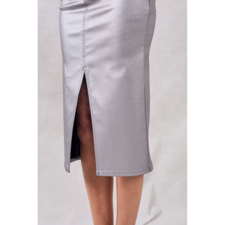Falda Midi Metalizada Plata