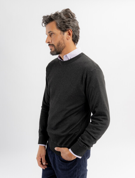 Buzo escote V Sauce gris oscuro