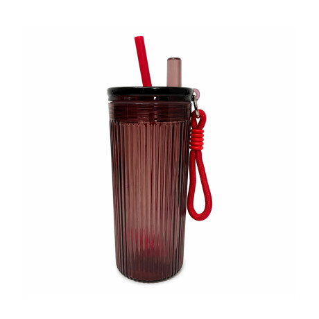 Vaso acrílico con sorbito y colgante flor 750ml Rosado