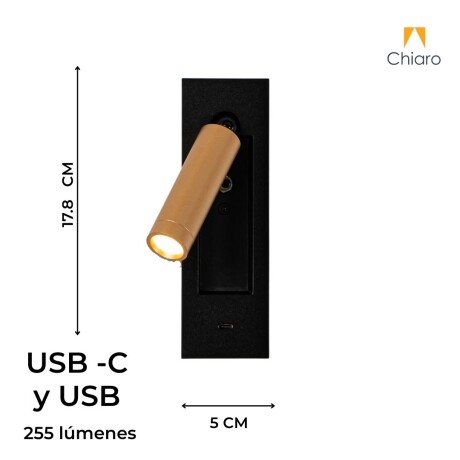 Portátil led de pared con SPOT móvil y puertos USB y USB-C Portátil led de pared con SPOT móvil y puertos USB y USB-C