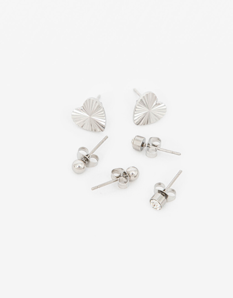 Aros Sets Metal Set De Aros Pasantes Acero - Plateado
