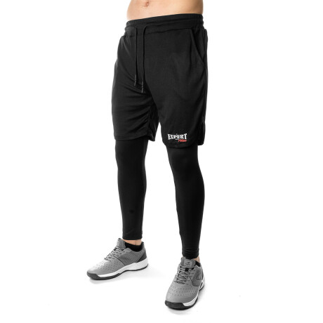Short Deportivo Con Calza Termica Larga SetX2 Expert Negro