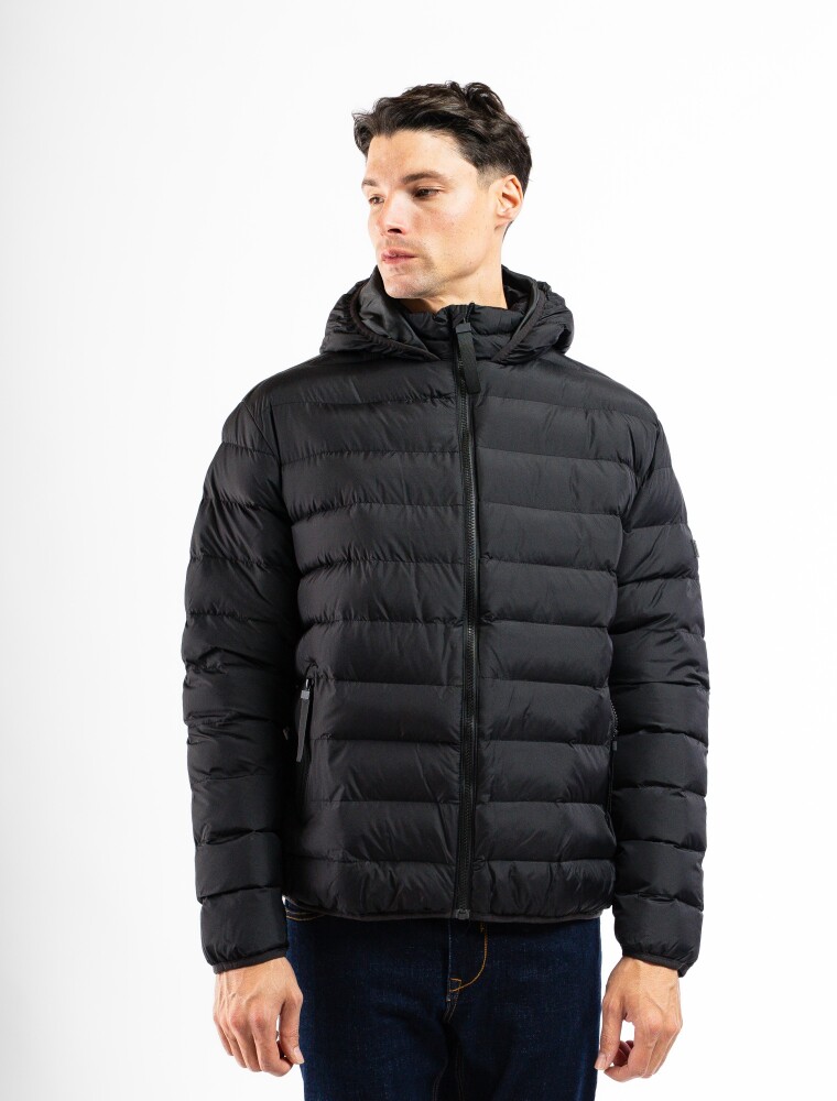 Campera Nylon Capitoneada C/Capucha Granada Negro