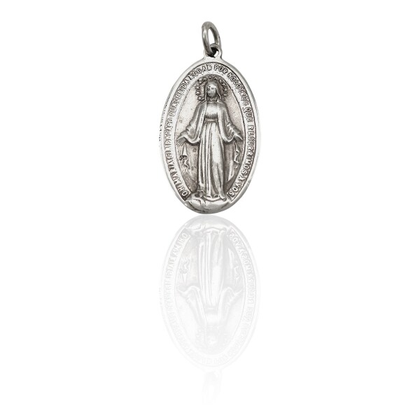 Dije Medalla Virgen Milagrosa-Plata 925 quemada-Sin piedra-CP3008 Sinpiedra