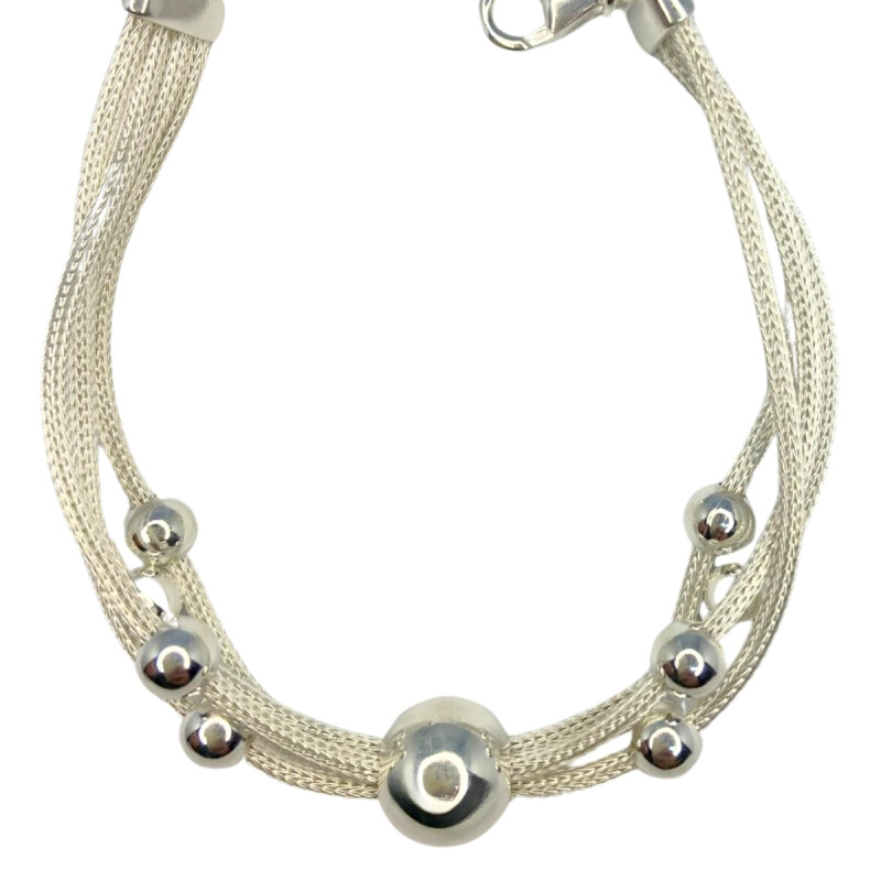 PULSERA DE PLATA Y ESFERAS, LARGO 19 CM L5dcalza0010-br