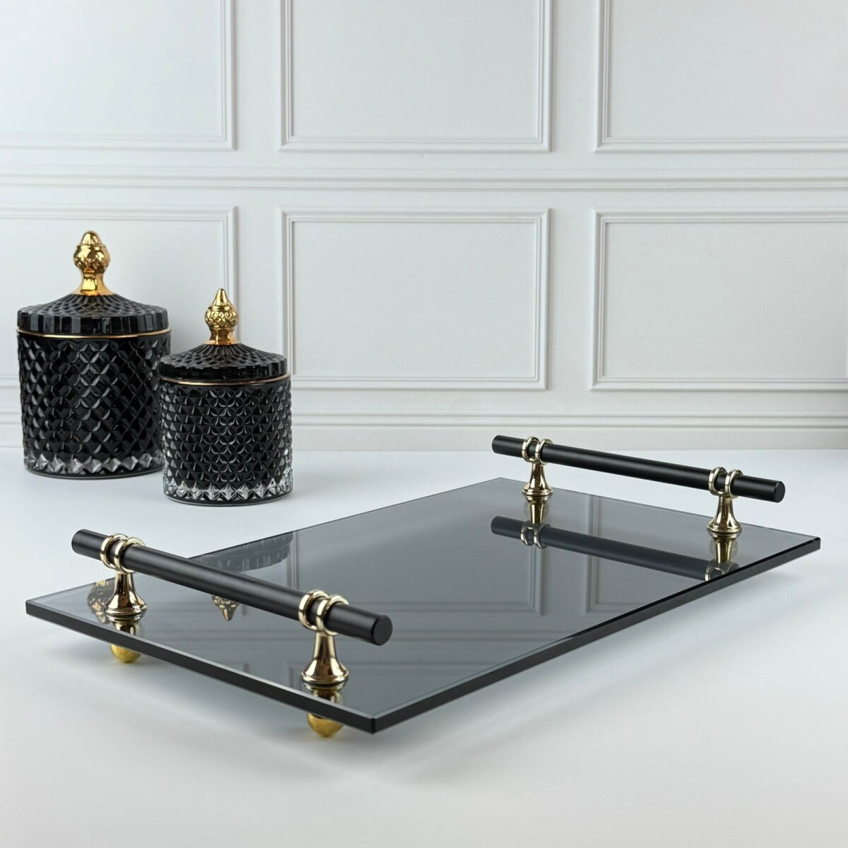 Bandeja Vidrio Rectangular Decorativa 35cm x 22cm 