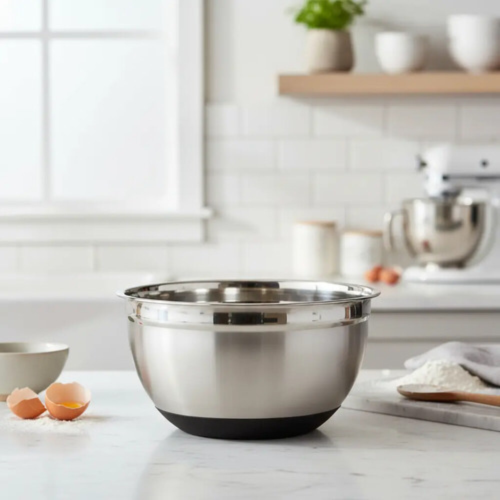 Bowl acero inox 21 cm base silicona negra PRISMA Bowl acero inox 21 cm base silicona negra PRISMA