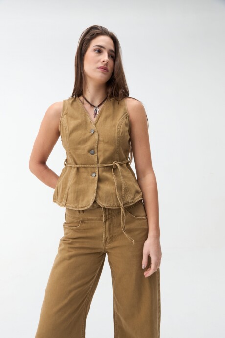 Chaleco Denim Julie Beige