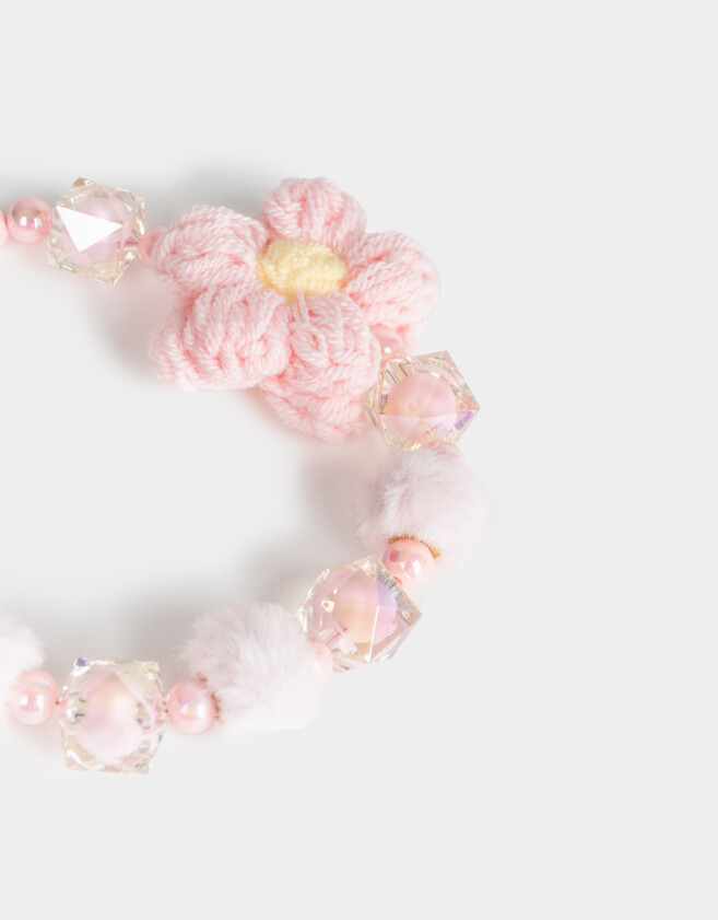 Accesorios De Celular Varios Accesorios Celular Strap De Mostacillas Con Charm De Crochet - Rosa Claro