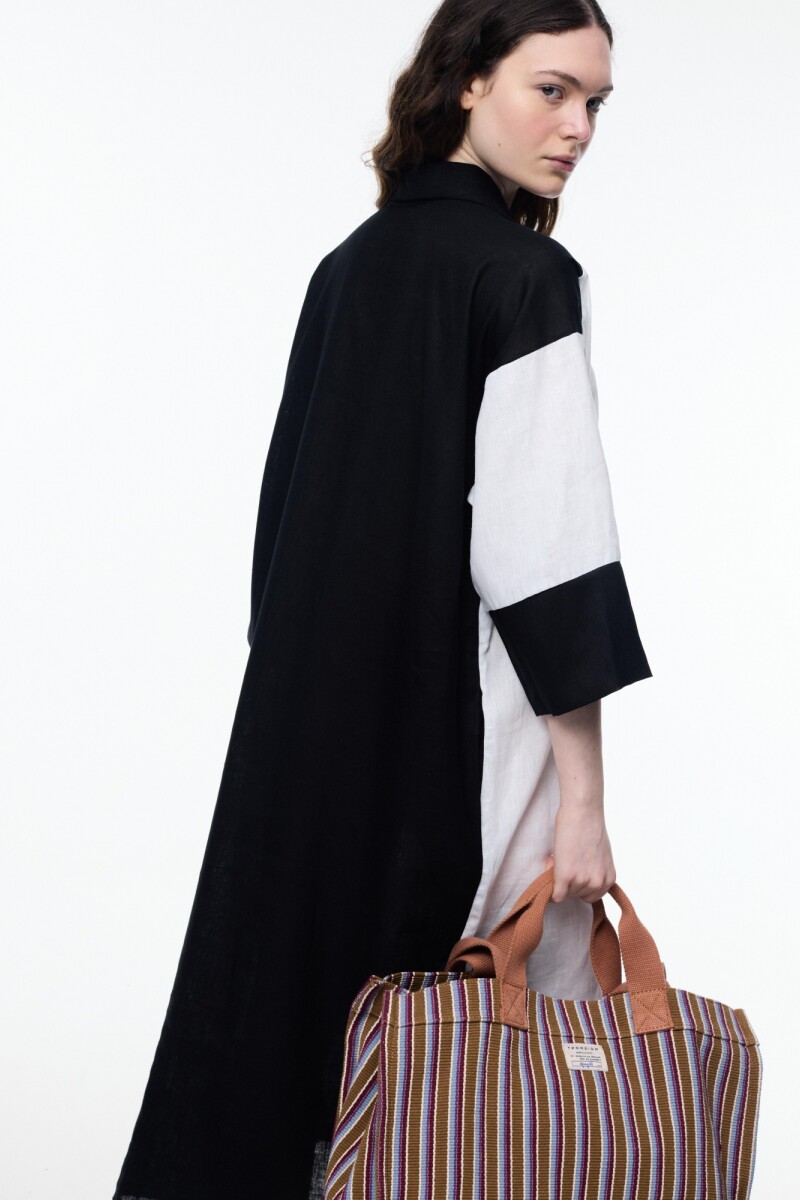 VESTIDO CONTRASTE Negro