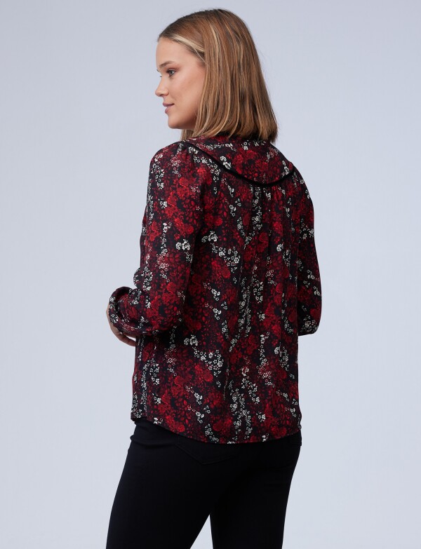 Blusa Ribete Terciopelo NEGRO/MULTI