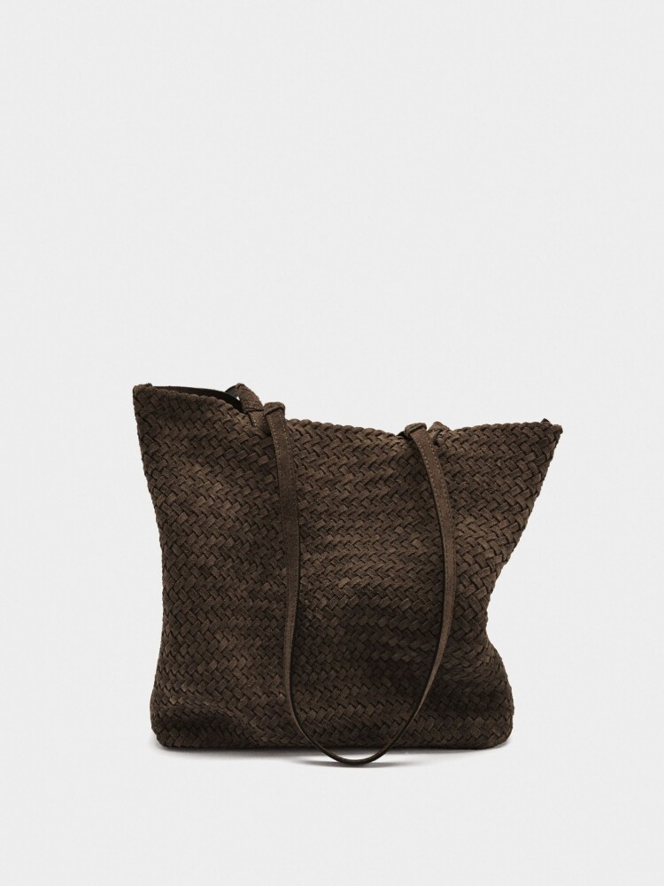 Bolso Shopper De Piel Trenzada marron