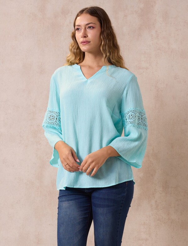 Blusa Manga Calada VERDE AGUA