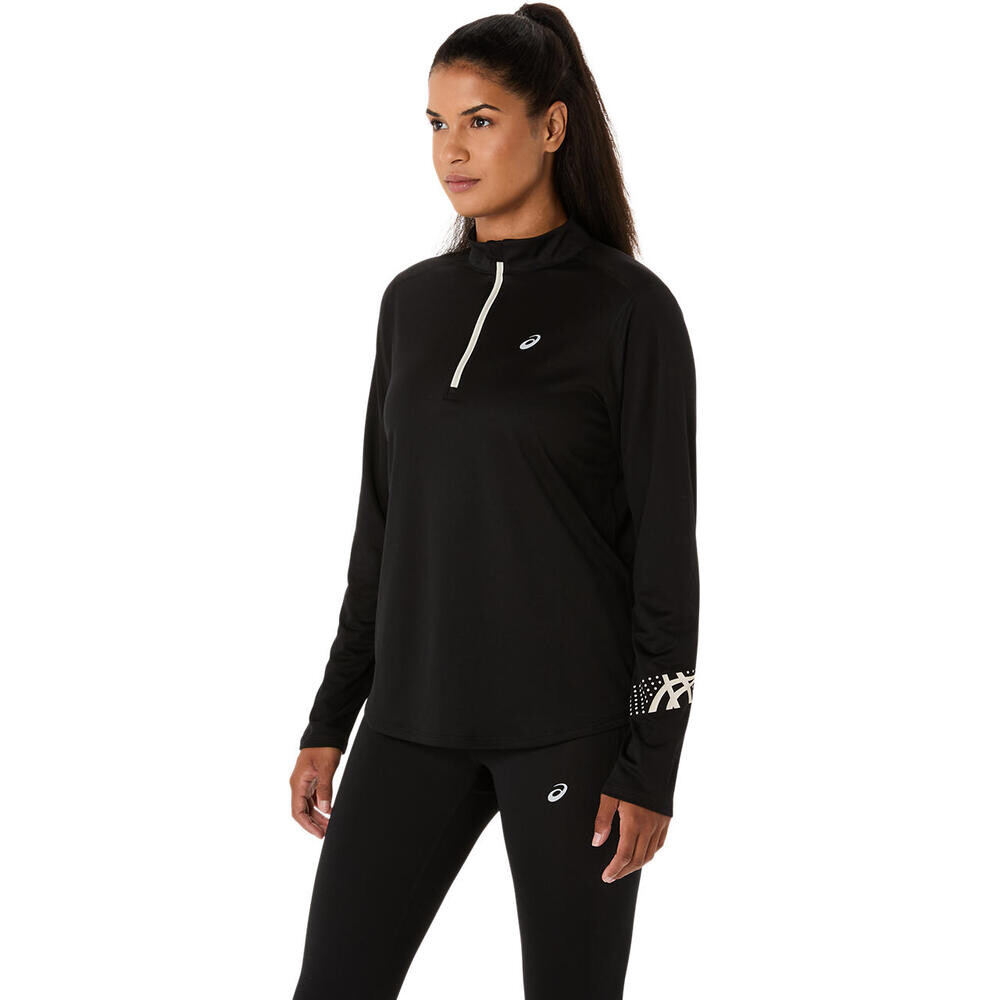 Polo Running Asics Icon 1/2 Zip Mujer Performance Black