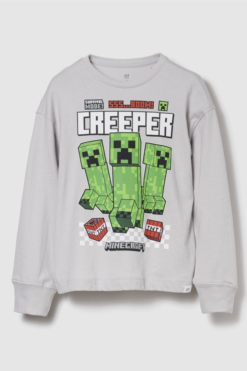 Remera Minecraft Niño Grey Crystal