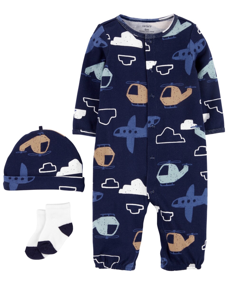 Pijama de algodón con gorro a juego y medias (Mercadería sin cambio) 