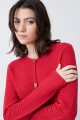 Chaqueta tejida con botones metálicos rojo