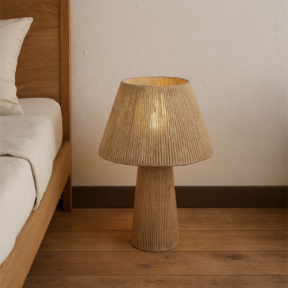 Portátil mesa madera pantalla de cuerda Ø350mm E27 IX9470