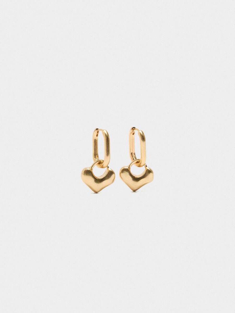 Aros Con Corazón dorado