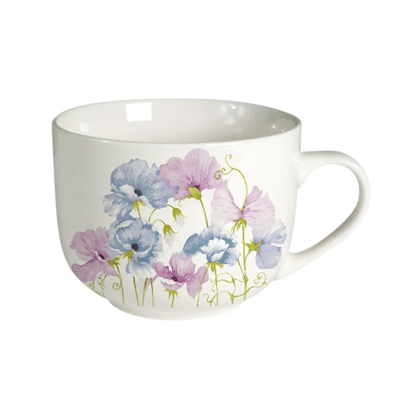 Taza de Cerámica 390ml - Flores Lilas Taza de Cerámica 390ml - Flores Lilas