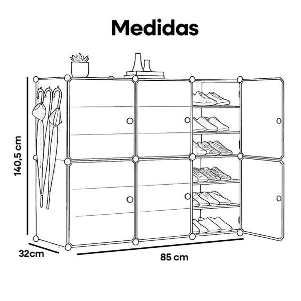 Armario Organizador de Zapatos IMBACK IBK-PLC003 | 6 Puertas, Modular, Resistente y Gran Capacidad Negro Armario Organizador de Zapatos IMBACK IBK-PLC003 | 6 Puertas, Modular, Resistente y Gran Capacidad Negro