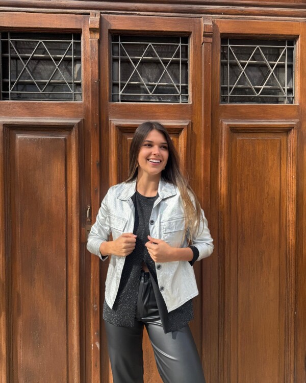 Chaqueta metalizada Plata