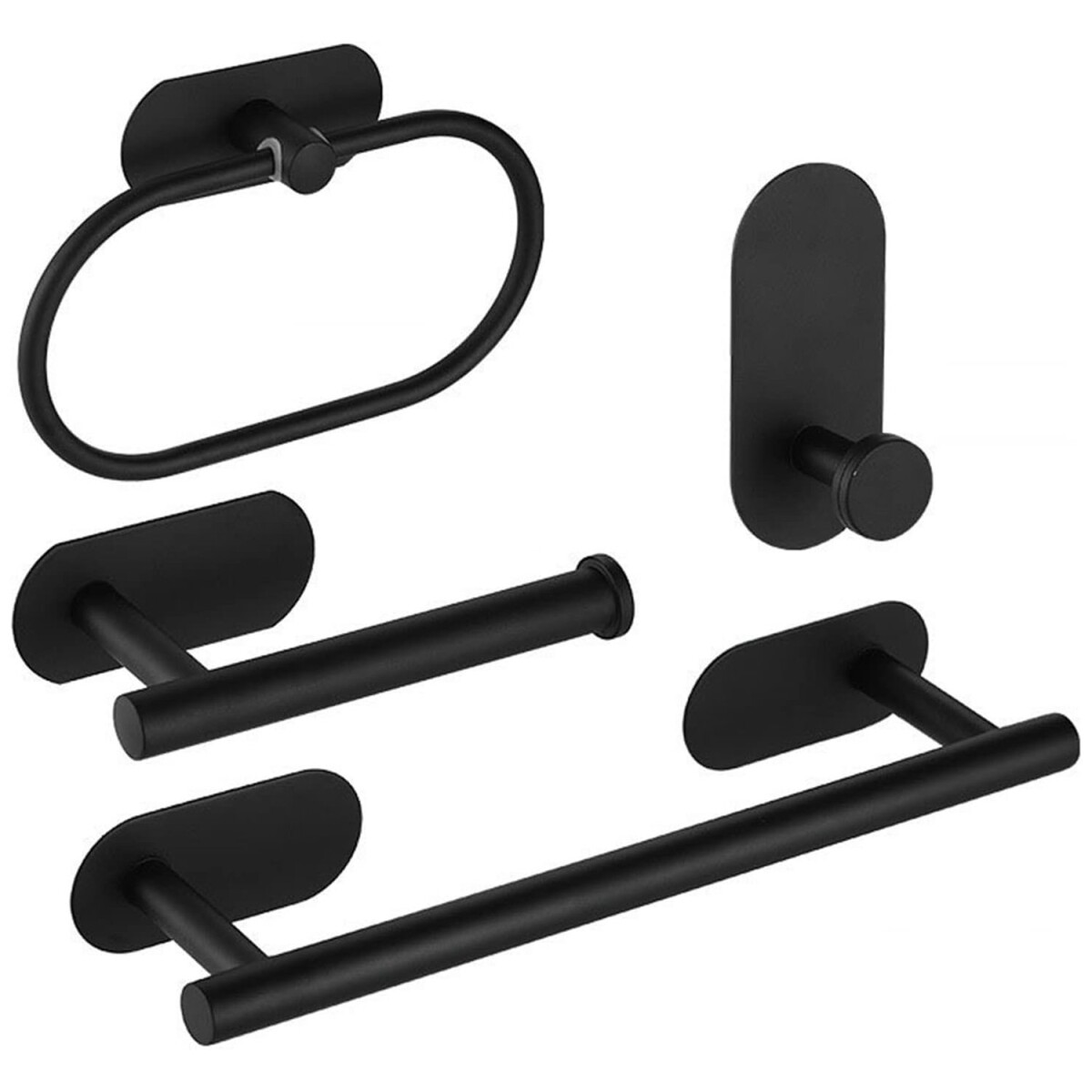 Juego De Accesorio P/ Baño Ducha Set 4 Piezas Autoadhesivo - Color Variante Negro 