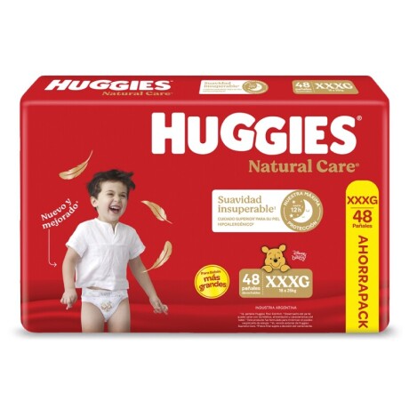 PAÑALES HUGGIES NATURAL CARE XXXG 48 PAÑALES + TOALLITAS PAÑALES HUGGIES NATURAL CARE XXXG 48 PAÑALES + TOALLITAS