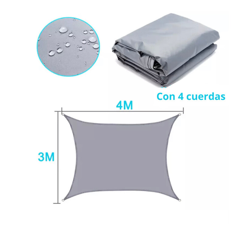 Toldo Impermeable Exterior Protección Uv Rectangular 3x4m GRIS Toldo Impermeable Exterior Protección Uv Rectangular 3x4m GRIS