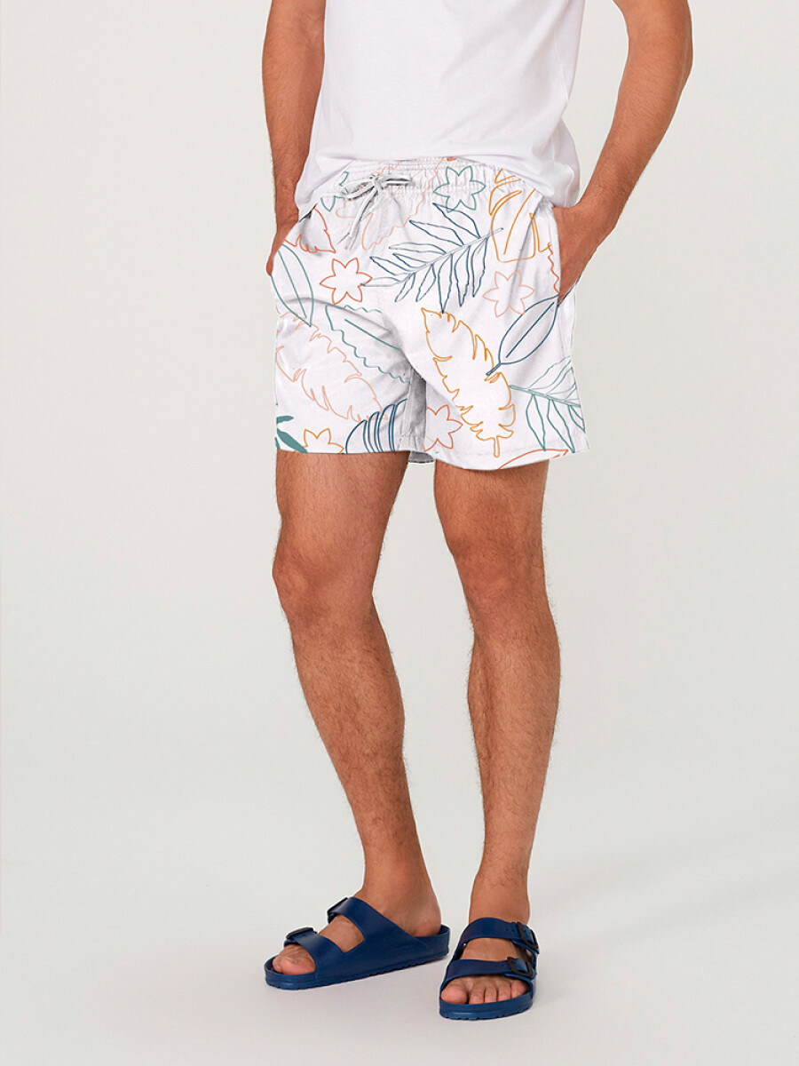 SHORT ESTAMPADO CON SUSPENSOR - BLANCO 