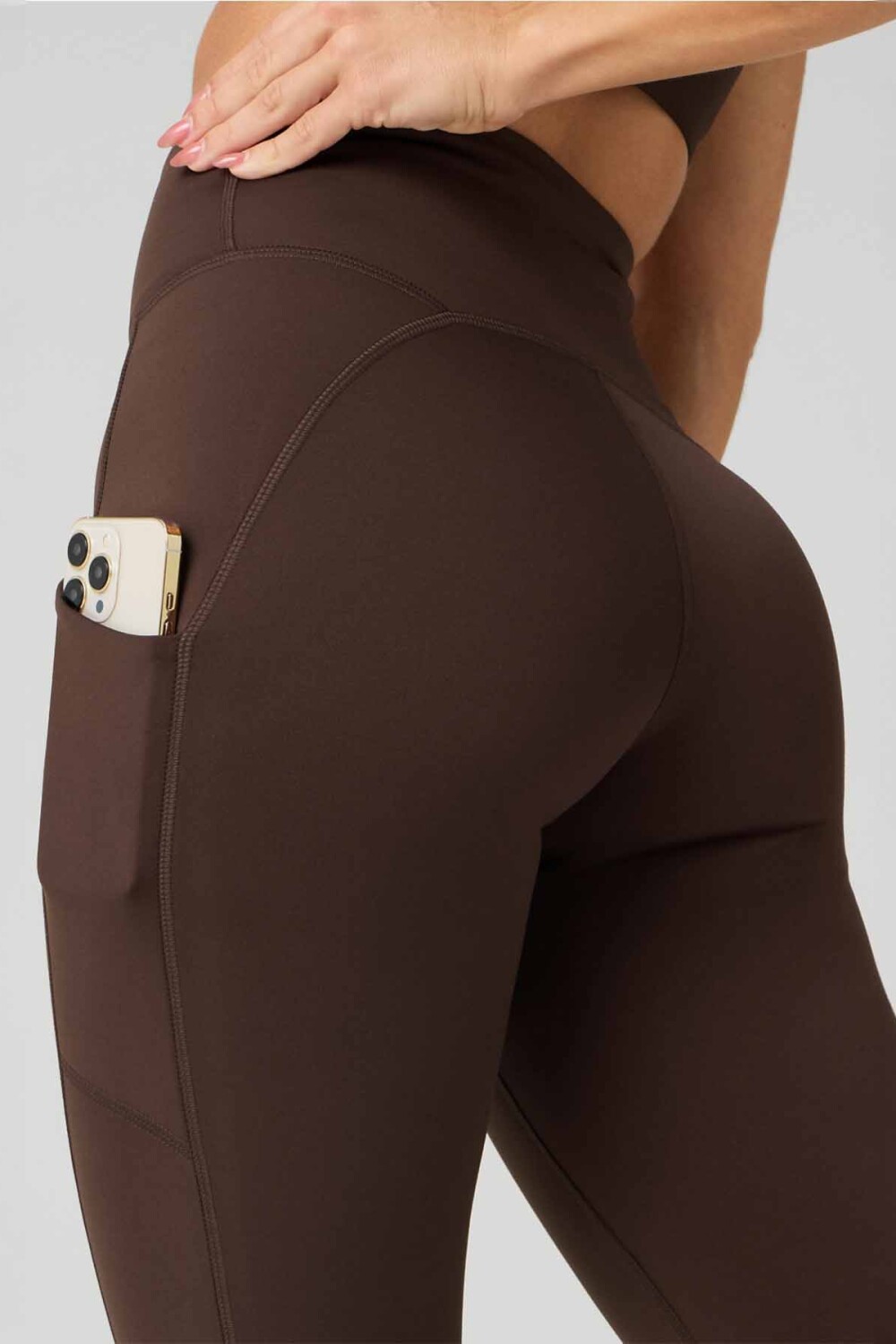 Leggings Cold Weather High-Waisted Pocket Mujer Cacao