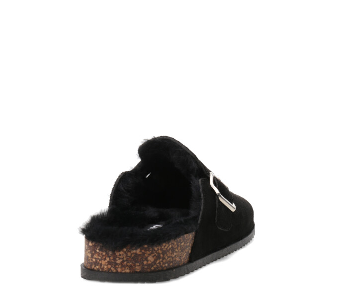 Zuecos de Mujer Miss Carol Lucero Con Interior Peludo Negro