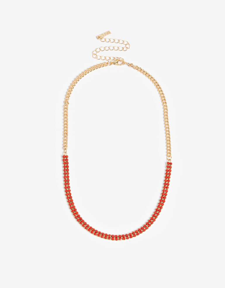 Collares Cortos Strass Collar Corto Strass Rojo - Rojo Medio