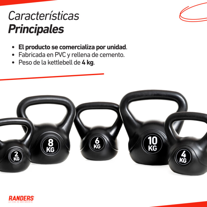 Pesa Rusa Kettlebell 4KG Recubierta PVC - Randers Pesa Rusa Kettlebell 4KG Recubierta PVC - Randers