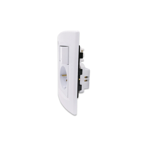 Plaqueta armada int.bipolar + schuko, blanco puro SK3478