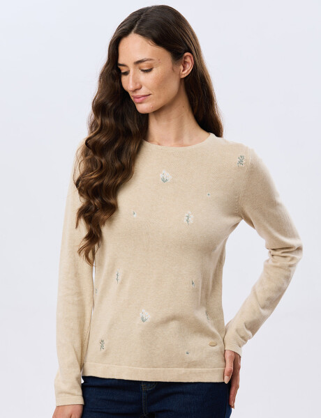 BUZO TEJIDO BORDADO Beige