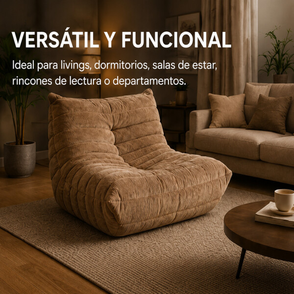Sillón ComboHome Toggo 1 Cuerpo Lazy Sofa Puff Corderoy Marrón 1