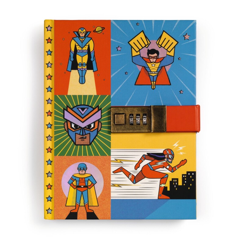 Diario íntimo con código de bloqueo Superheroes
