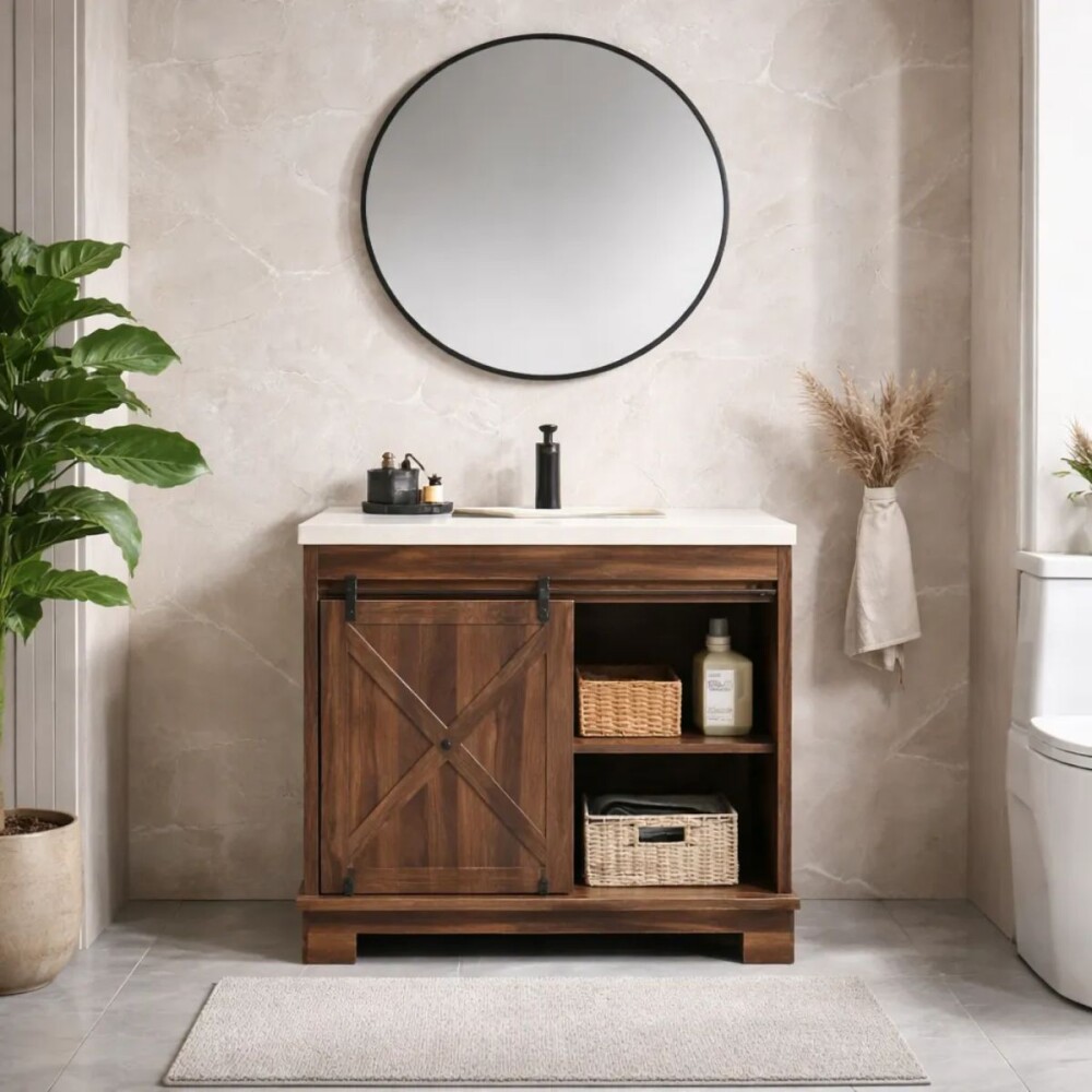 Mueble de baño de pie puerta granero 85cm Mueble De Baño De Pie Puerta Granero 85cm