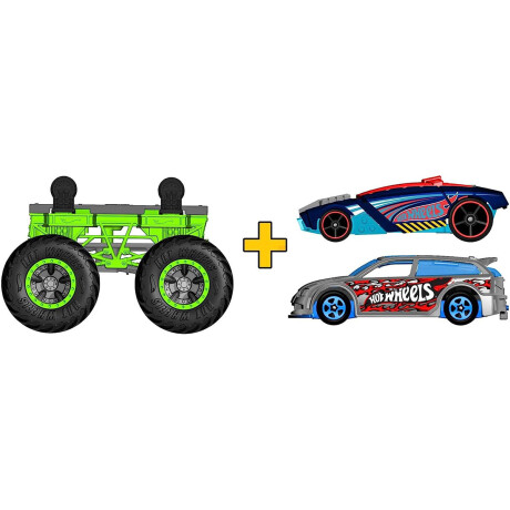 Hot Wheels Monster Trucks + 2 autos Originales Mattel Verde