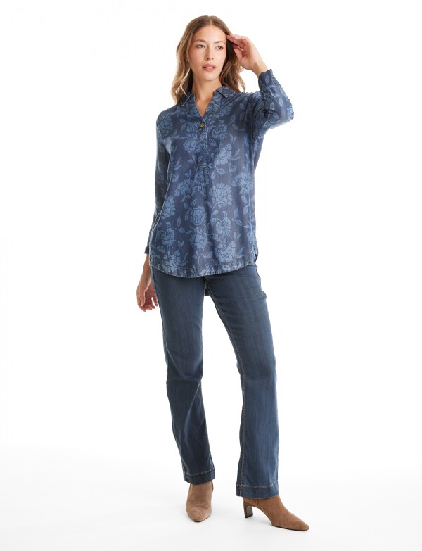 Blusa Lyocell Flores JEAN OSCURO