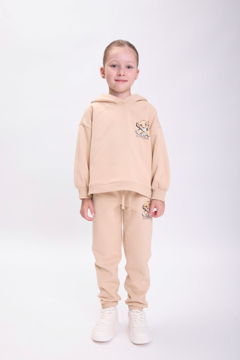 Pantalón deportivo jogger estampa Beige